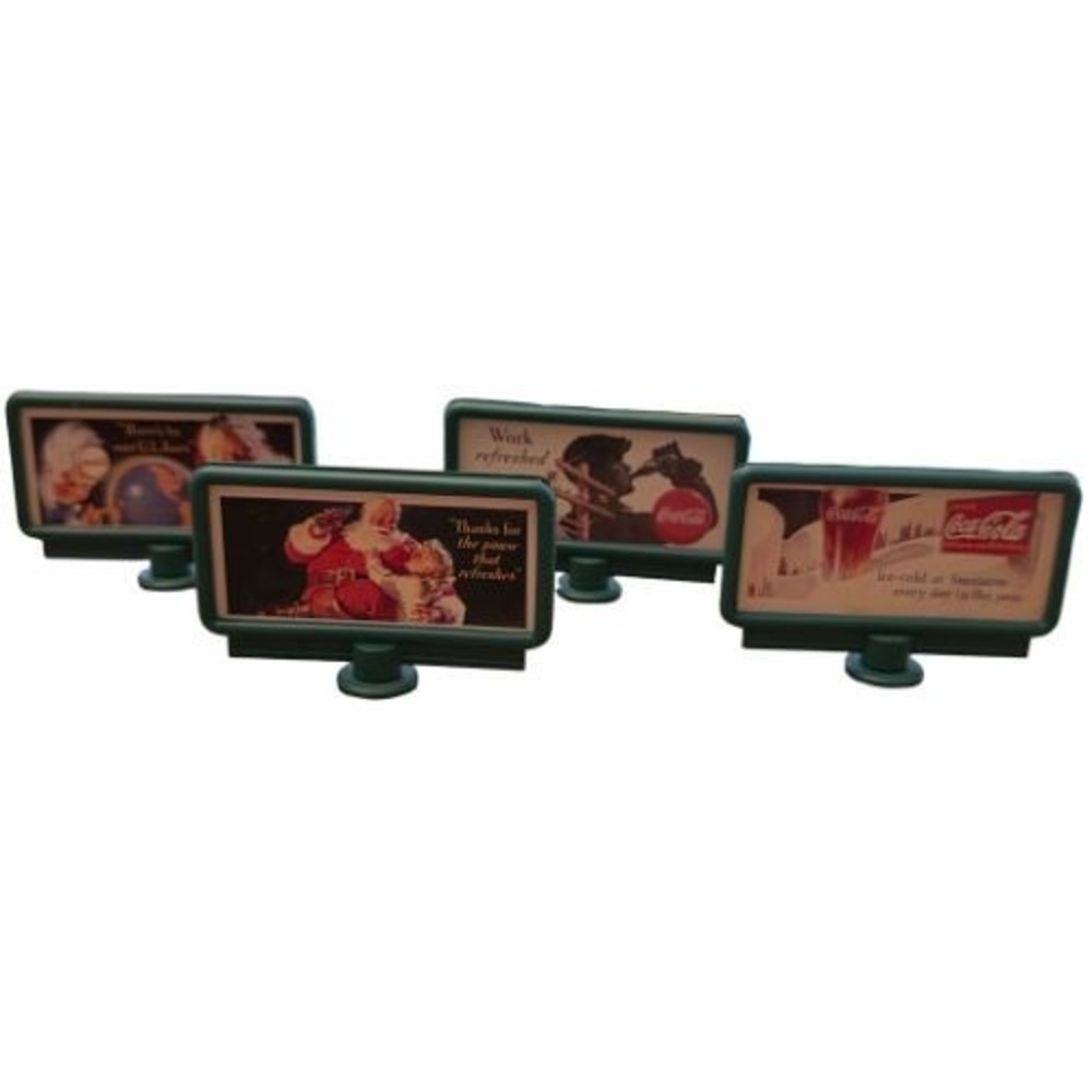 Vintage 1992 Coca-Cola Miniature Billboard Sign Set of 4 Santa Christmas Train